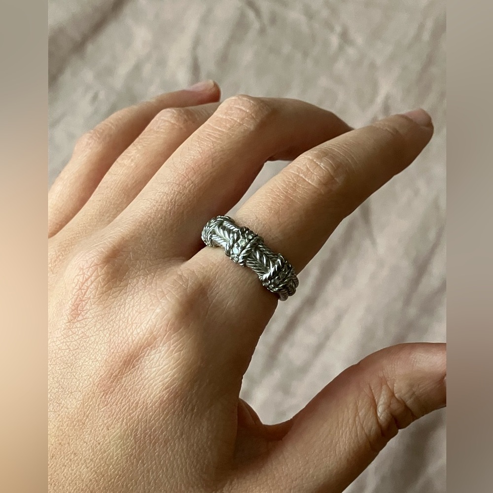 Vintage Judith Ripka Sterling Silver Ring Cable Style